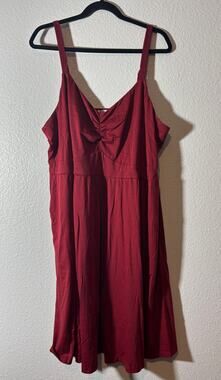 Pinup Fashion NWT Size 24W Burgandy Red Ruched Bodice Sleeveless Midi Dress